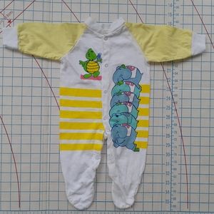 Baby Elephant Sleeper Romper Vintage Small 1990's